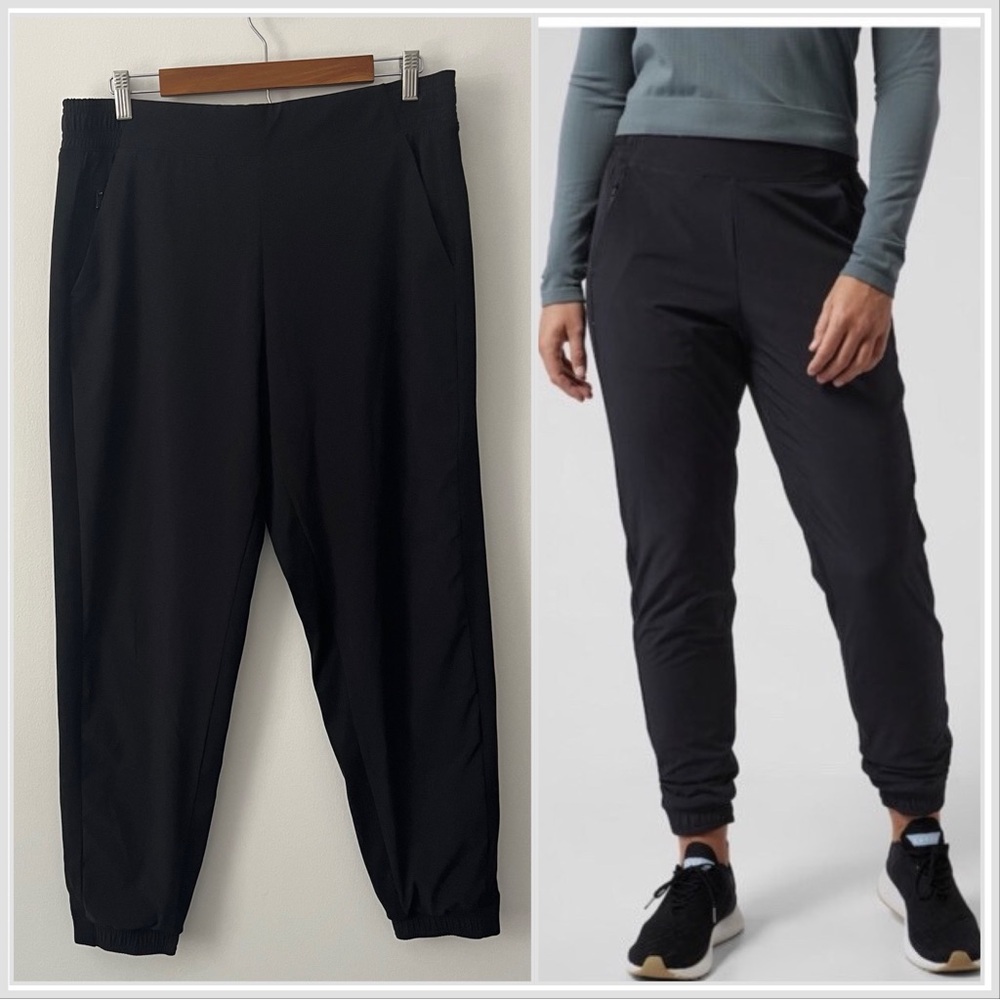 Athleta Brooklyn Lined Jogger Pants Solid Black 12 Athletic Thermal Running